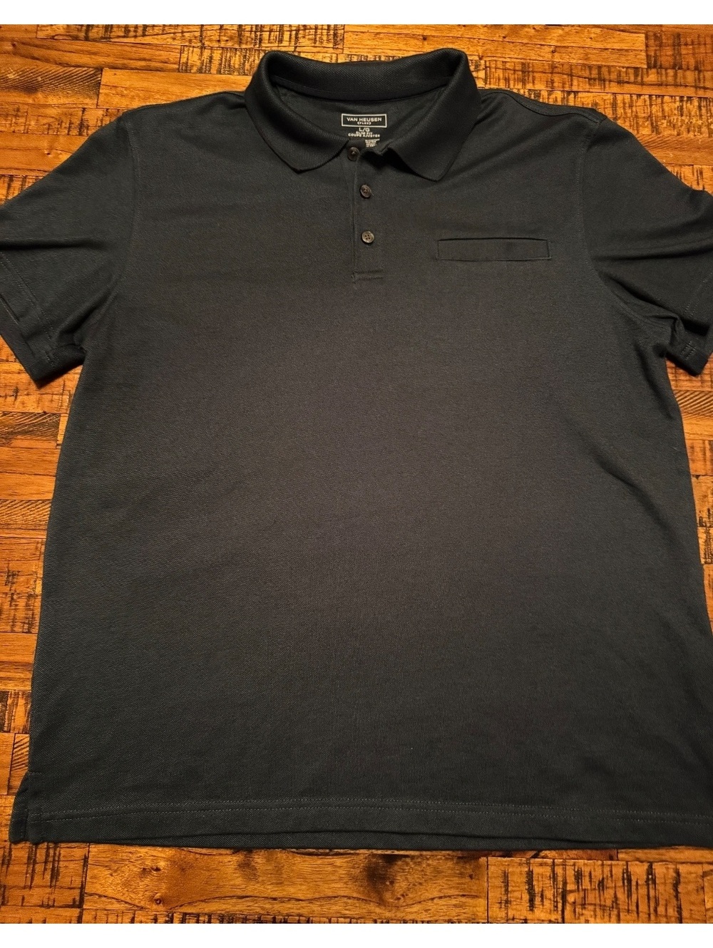 Van Heusen Flex Men's Slim Fit Polo Shirt Large Dark Green Cotton Blend